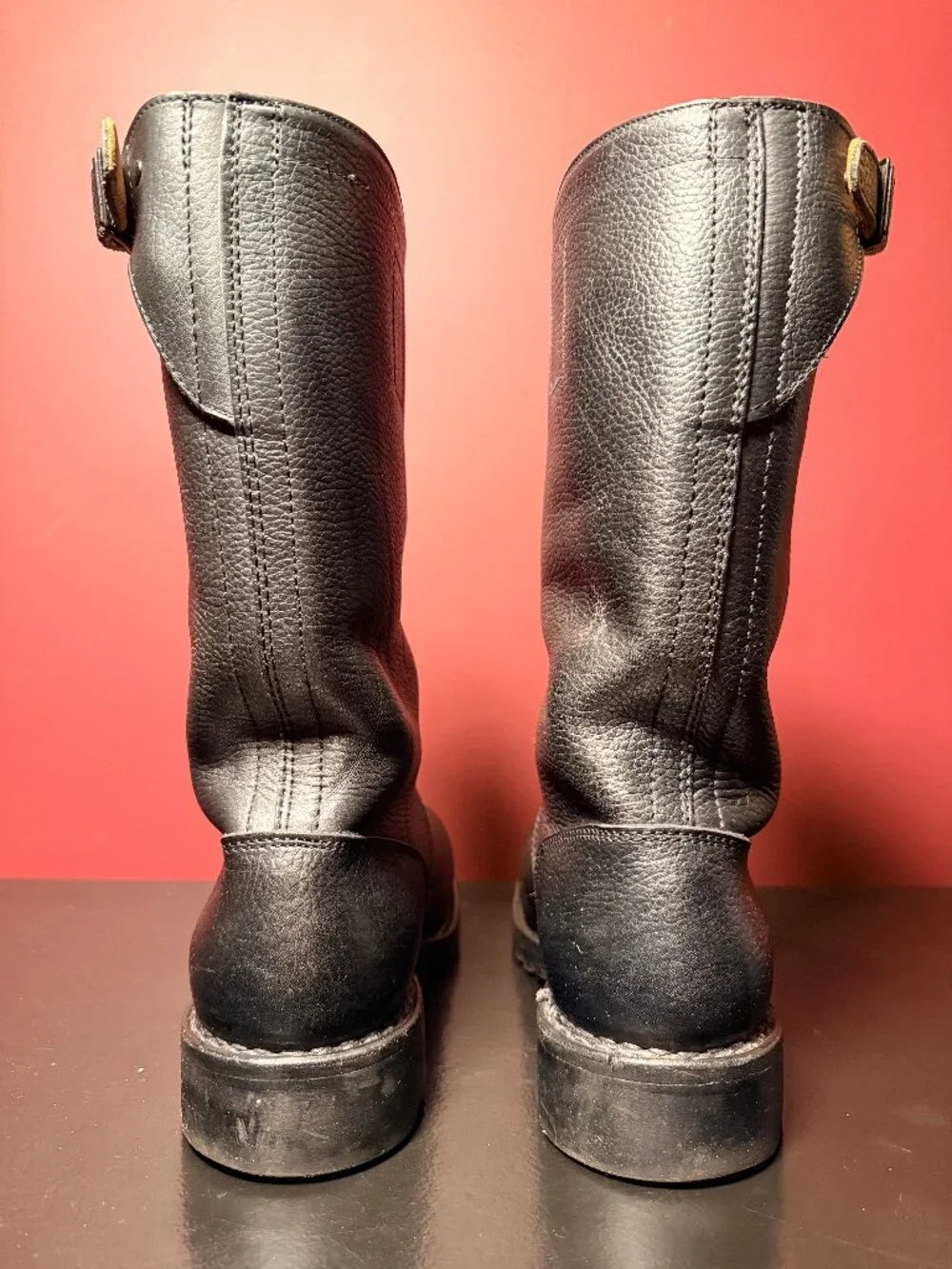 Vintage Black Leather Engineer Boots - Men's Size 8